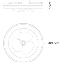 Ventilatore Soffitto con Luce LED Dimmerabile Nero 3 Pale Trasparenti
