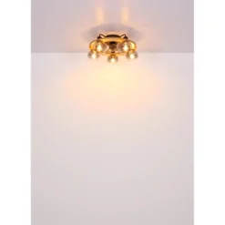 Ventilatore Soffitto con Luce 5 Bracci E27 3 Pale Nero Effetto Legno