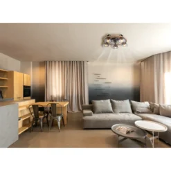 Ventilatore Soffitto con Luce 5 Bracci E27 3 Pale Nero Effetto Legno
