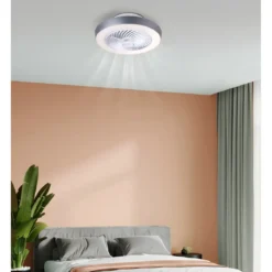 Ventilatore Soffitto con Luce LED Dimmerabile Bianco Grigio Telecomando