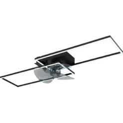 Ventilatore Soffitto con Luce LED Dimmerabile Metallo Nero Telecomando