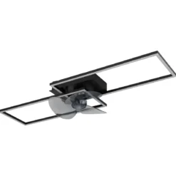 Ventilatore Soffitto con Luce LED Dimmerabile Metallo Nero Telecomando