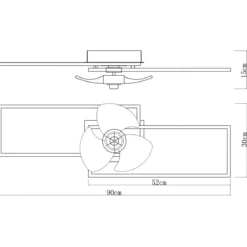 Ventilatore Soffitto con Luce LED Dimmerabile Metallo Nero Telecomando