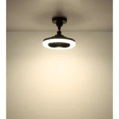 Ventilatore Soffitto con Luce LED Dimmerabile Nero Tondo Telecomando