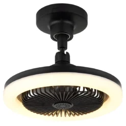 Ventilatore Soffitto con Luce LED Dimmerabile Nero Tondo Telecomando