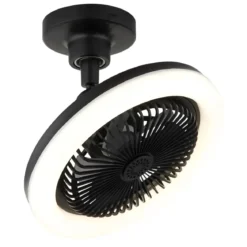 Ventilatore Soffitto con Luce LED Dimmerabile Nero Tondo Telecomando