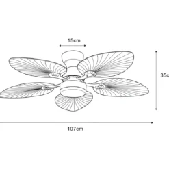 Ventilatore Soffitto con Luce Regolabile Nero Marrone 22W Telecomando