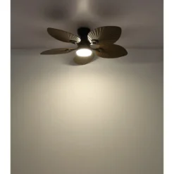 Ventilatore Soffitto con Luce Regolabile Nero Marrone 22W Telecomando