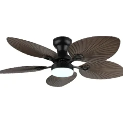 Ventilatore Soffitto con Luce Regolabile Nero Marrone 22W Telecomando