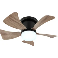 Ventilatore Soffitto con Luce CCT Regolabile Nero 5 Pale Effetto Legno