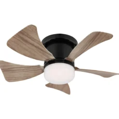 Ventilatore Soffitto con Luce CCT Regolabile Nero 5 Pale Effetto Legno