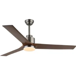 Ventilatore Soffitto con Luce Dimmerabile Grigio 3 Pale Effetto Legno