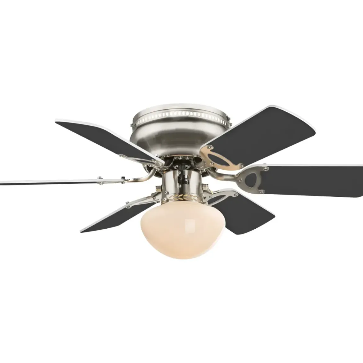 Ventilatore Soffitto con Luce 76 cm 6 Pale Reversibili MDF Bianco Nero
