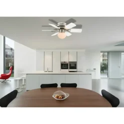 Ventilatore Soffitto con Luce 76 cm 6 Pale Reversibili MDF Bianco Nero