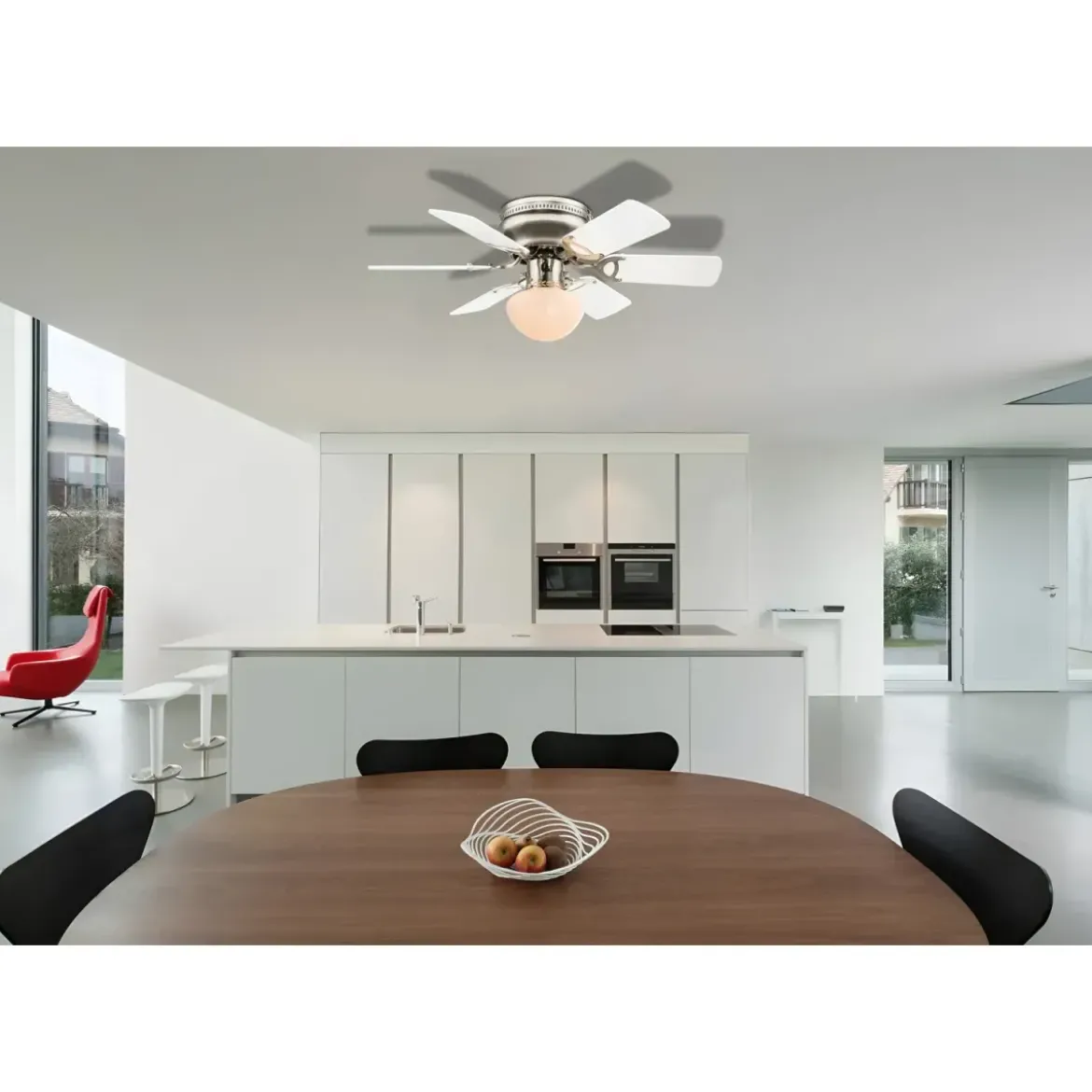Ventilatore Soffitto con Luce 76 cm 6 Pale Reversibili MDF Bianco Nero