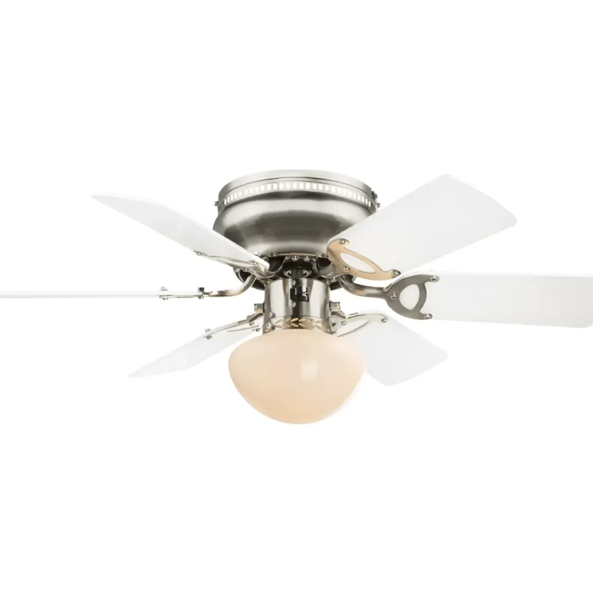 Ventilatore Soffitto con Luce 76 cm 6 Pale Reversibili MDF Bianco Nero