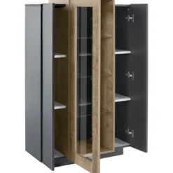 Vetrina con 3 Ante Mobile Moderno Antracite Oak Mobile da Ingresso Credenza