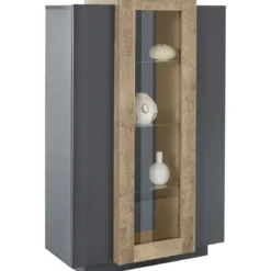 Vetrina con 3 Ante Mobile Moderno Antracite Oak Mobile da Ingresso Credenza