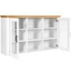 Vetrina Credenza da Salotto con 2 Ante in Legno Massello Bianco Rovere