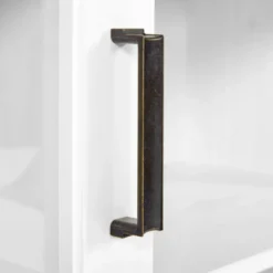 Vetrina Credenza da Salotto con 2 Ante in Legno Massello Bianco Rovere