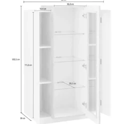 Vetrina Mobile 3 Ante Verde Salvia Rovere Moderna 5 Ripiani Soggiorno