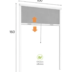 Zanzariera a Rullo Verticale 100x160 Riducibile in Alluminio Bianco