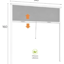 Zanzariera a Rullo Verticale 140x160 Riducibile in Alluminio Bianco