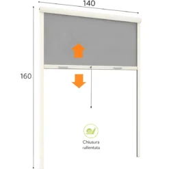 Zanzariera a Rullo Verticale 140x160 Riducibile in Alluminio Avorio