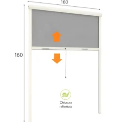 Zanzariera a Rullo Verticale 160x160 Riducibile in Alluminio Avorio