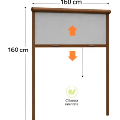 Zanzariera a Rullo Verticale 160x160 Riducibile in Alluminio Marrone
