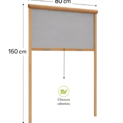 Zanzariera a Rullo Verticale 80x160 Riducibile in Alluminio Bronzo