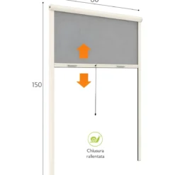 Zanzariera a Rullo Verticale 60x150 Riducibile in Alluminio Avorio