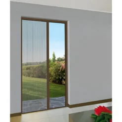 Zanzariera Plissettata Laterale Marrone Guida Bassa Porta 150x240